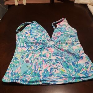 Lilly Pulitzer Blue and Pink Tropical Tankini
